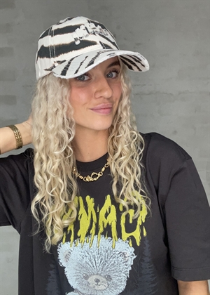 Printed zebra washed cotton canvas cap Egret B3020236 Ganni 